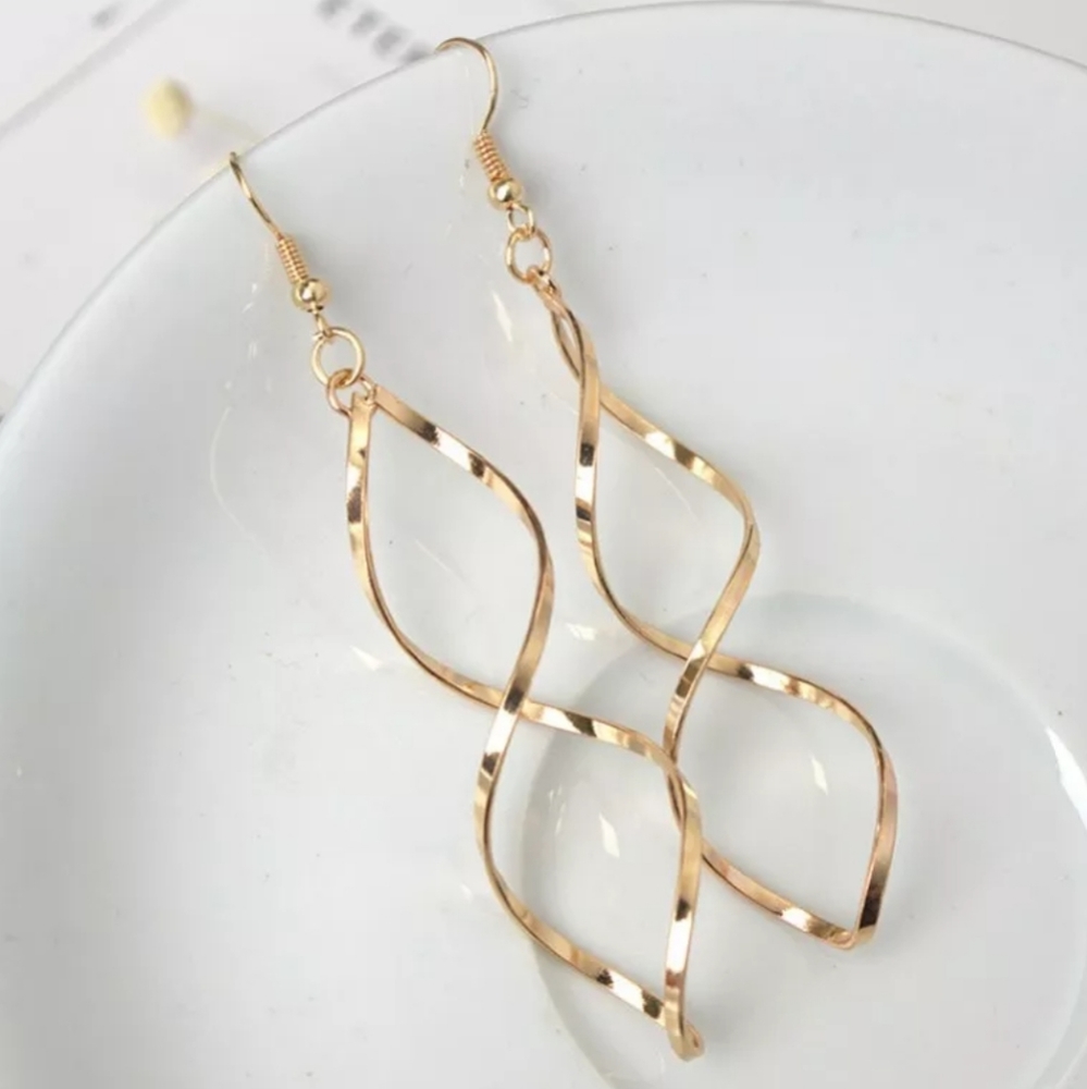 Gold Tone Swirl Earrings - Picture 3 of 5